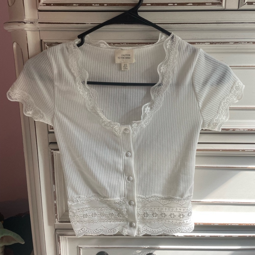 White Lacey Crop Top